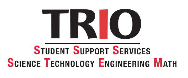 TRIO Student Support Services Science Technology Engineering Math Logo in Red and Black